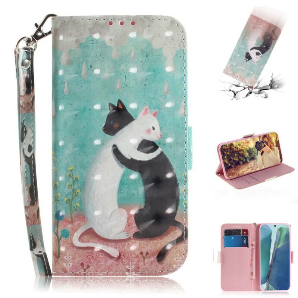 Folio-hoesje voor Samsung Galaxy Note 20 Met Ketting Thong Kat Vrienden