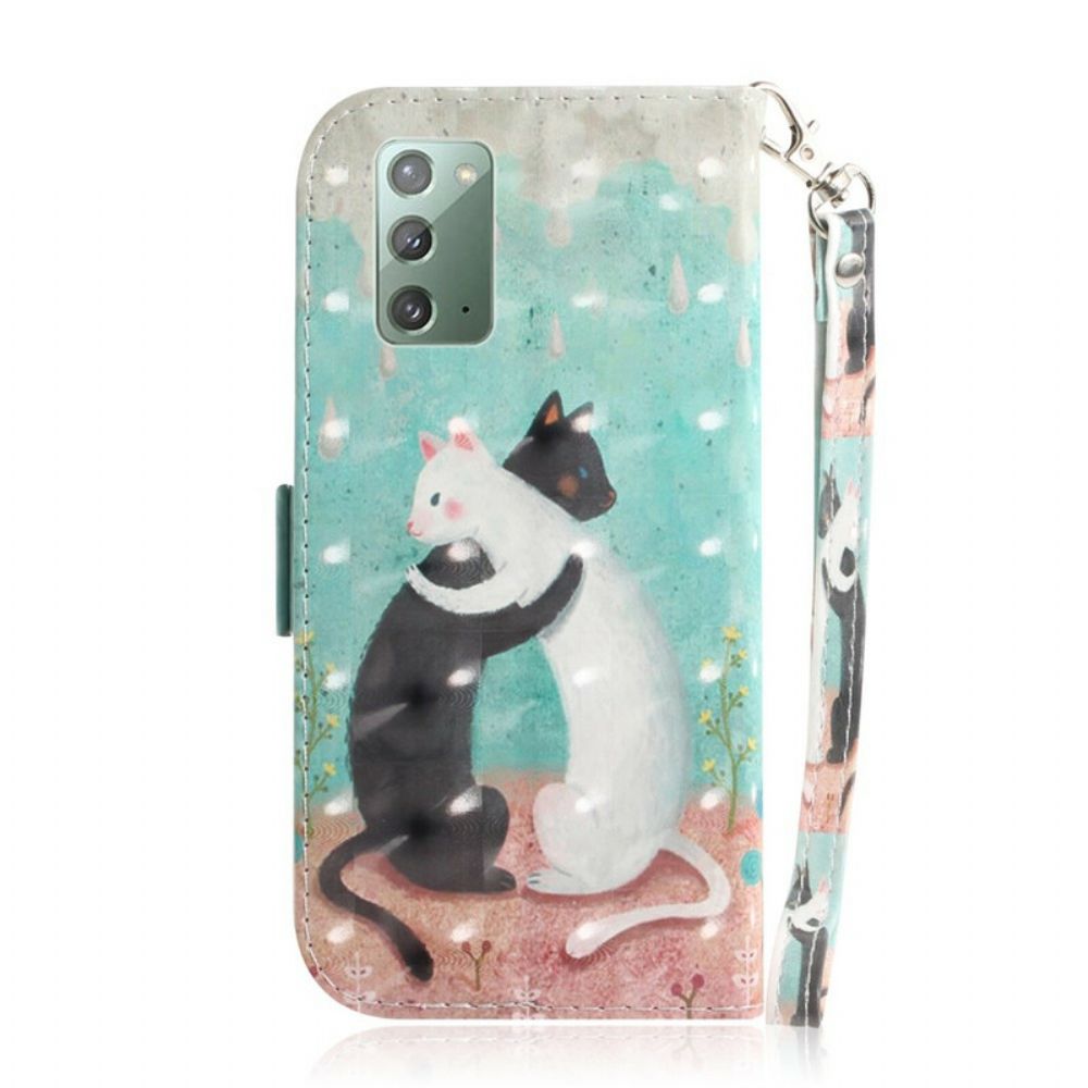 Folio-hoesje voor Samsung Galaxy Note 20 Met Ketting Thong Kat Vrienden