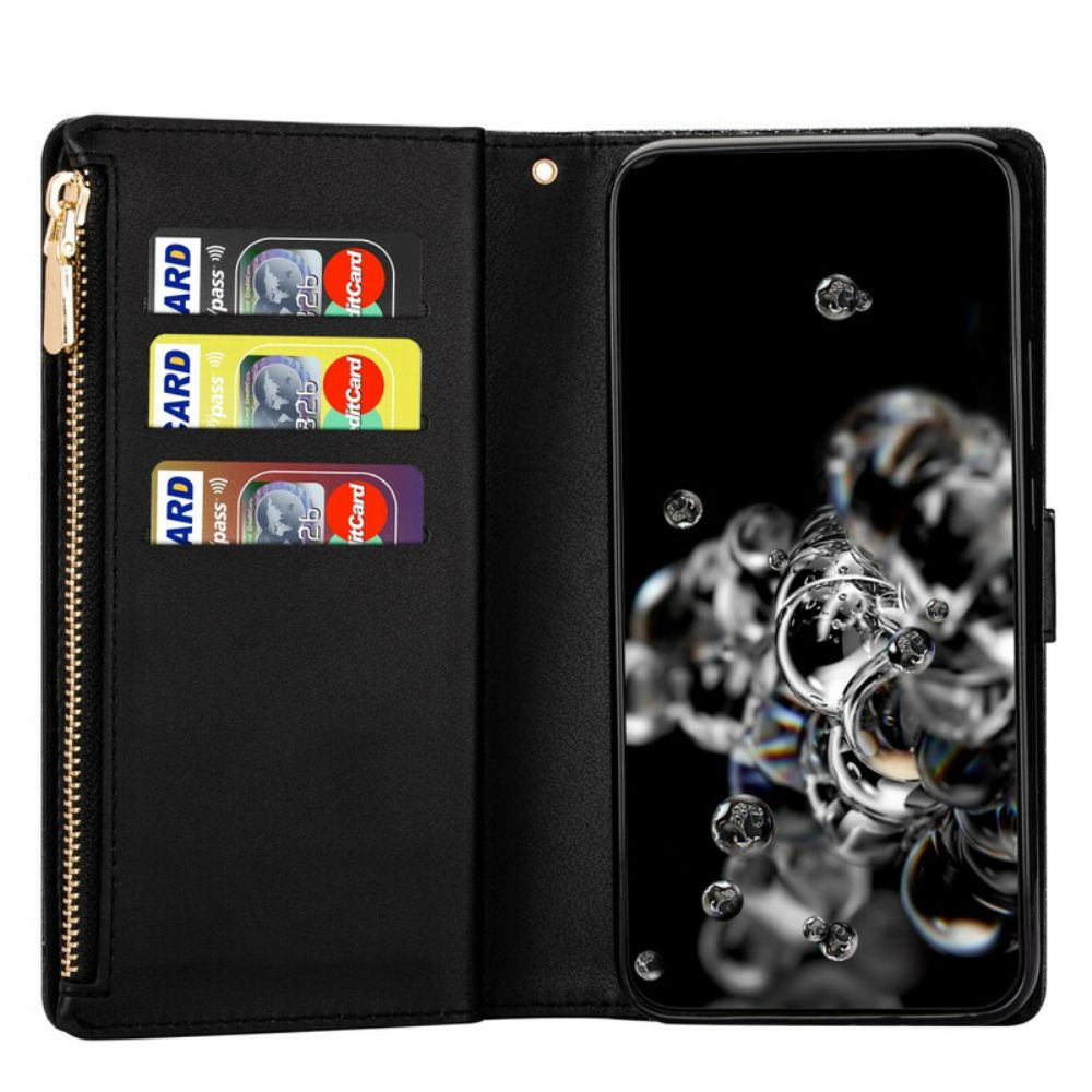 Folio-hoesje voor Samsung Galaxy Note 20 Portemonnee Leren Portemonnee Met Lovertjes En Rits