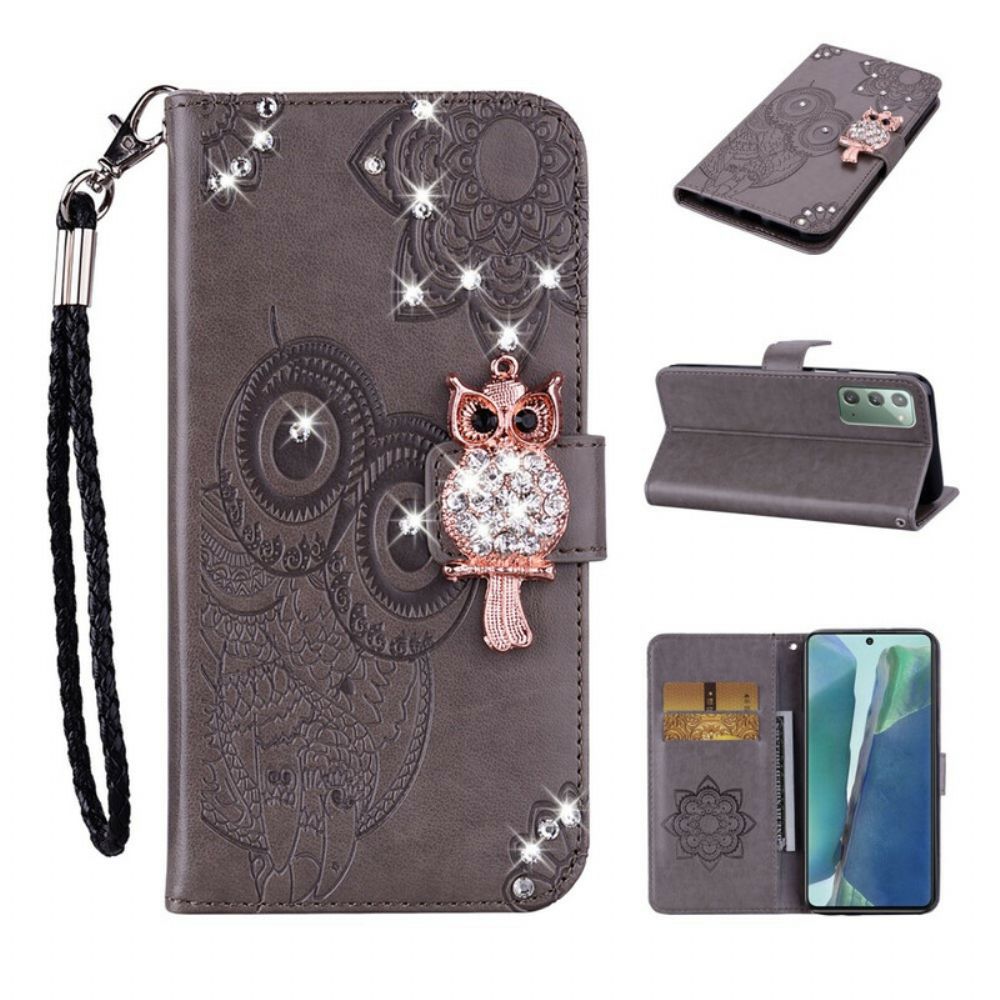 Folio-hoesje voor Samsung Galaxy Note 20 Uil Mandala En Charm