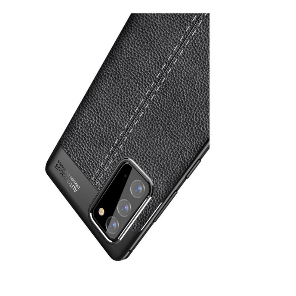 Hoesje voor Samsung Galaxy Note 20 Dubbele Lijn Litchi Leder Effect