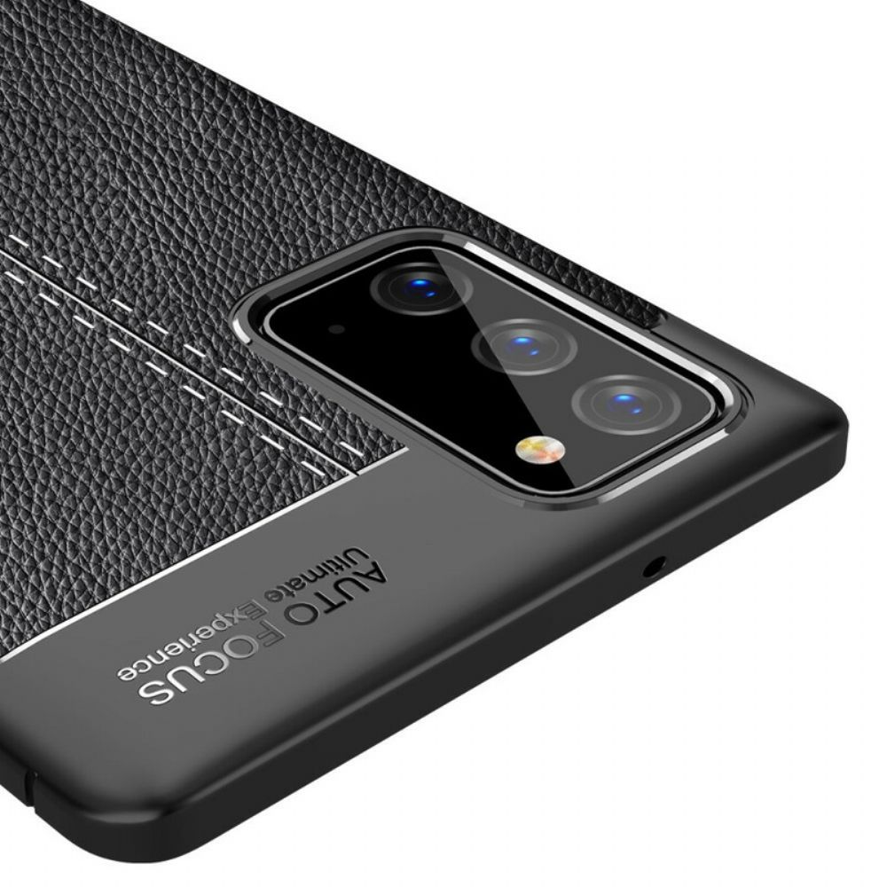 Hoesje voor Samsung Galaxy Note 20 Dubbele Lijn Litchi Leder Effect