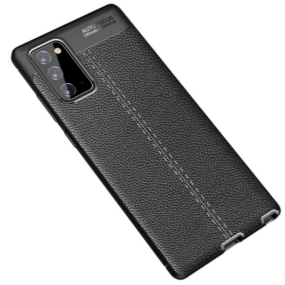 Hoesje voor Samsung Galaxy Note 20 Dubbele Lijn Litchi Leder Effect