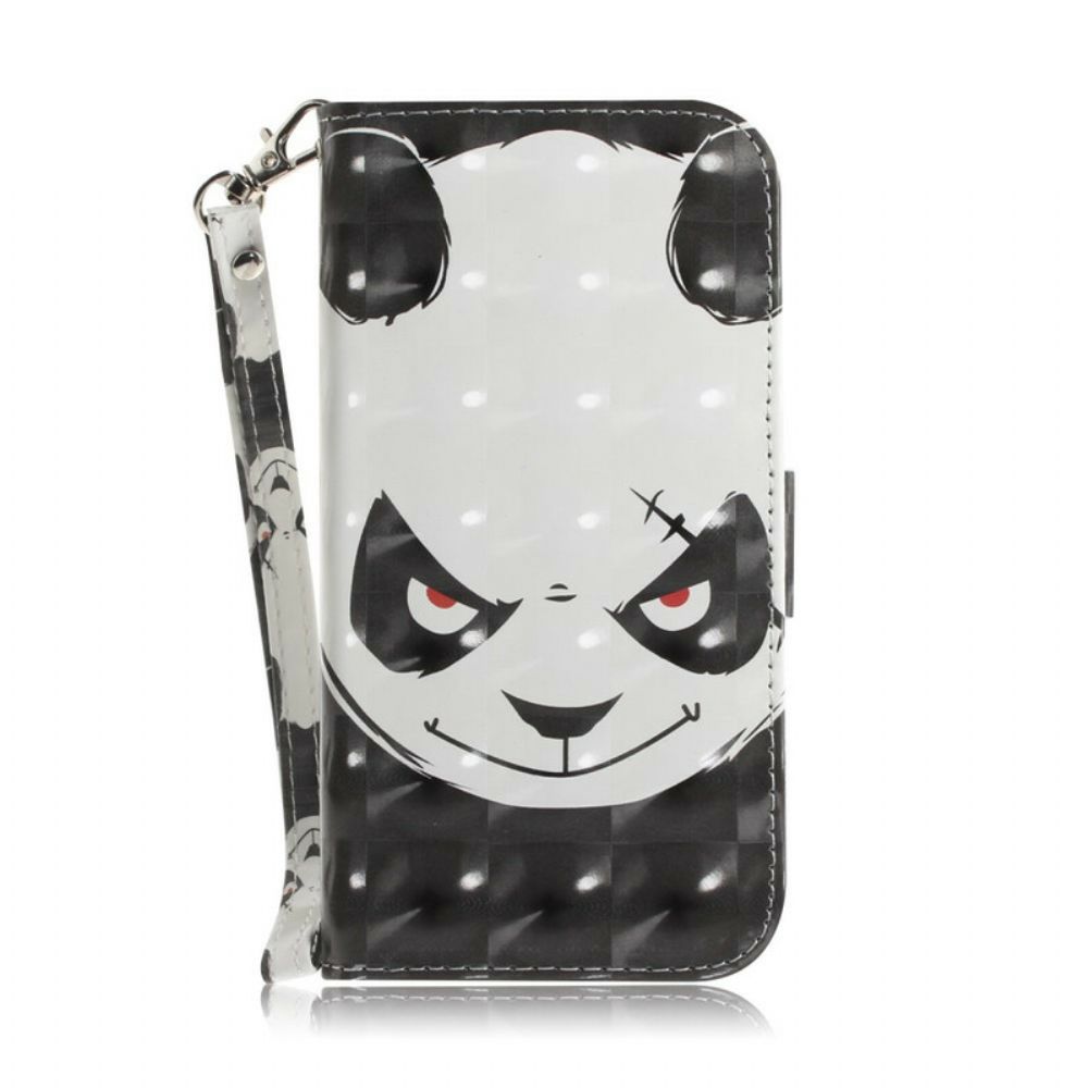 Leren Hoesje voor Samsung Galaxy Note 20 Met Ketting Boze Panda Met Riem