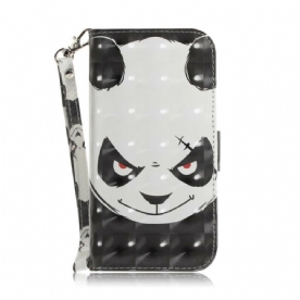 Leren Hoesje voor Samsung Galaxy Note 20 Met Ketting Boze Panda Met Riem