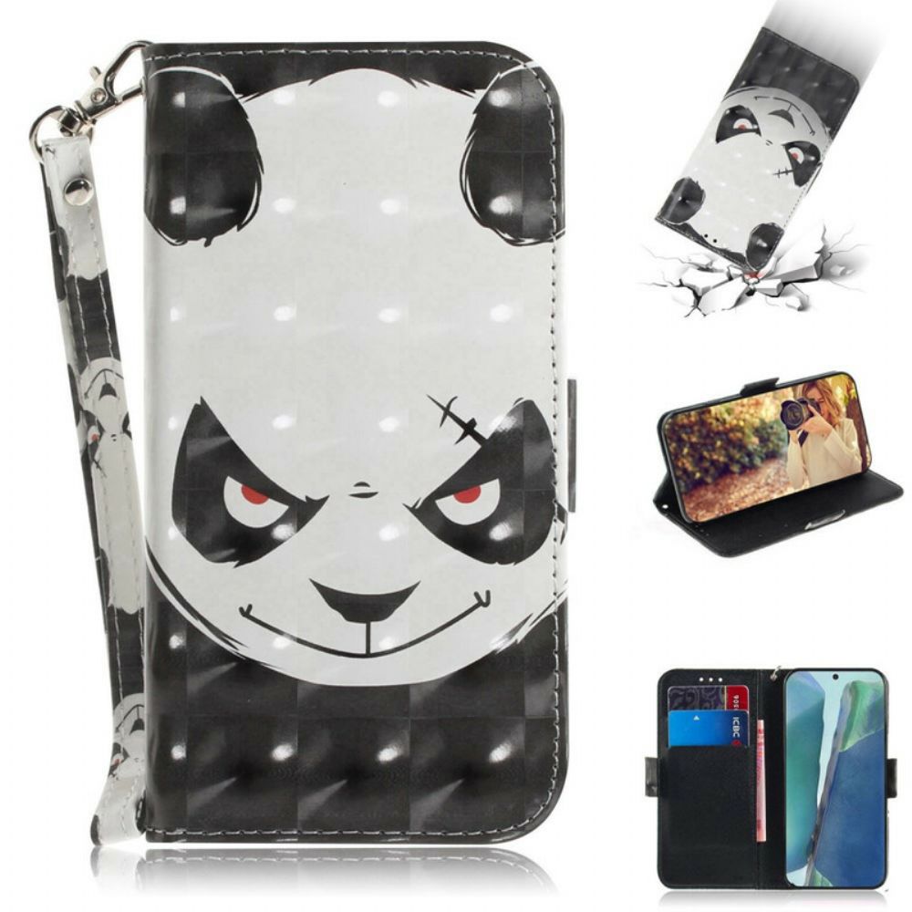 Leren Hoesje voor Samsung Galaxy Note 20 Met Ketting Boze Panda Met Riem