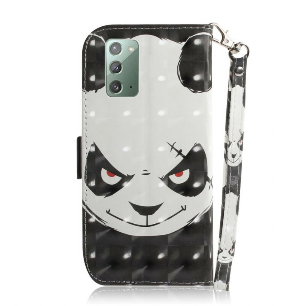 Leren Hoesje voor Samsung Galaxy Note 20 Met Ketting Boze Panda Met Riem