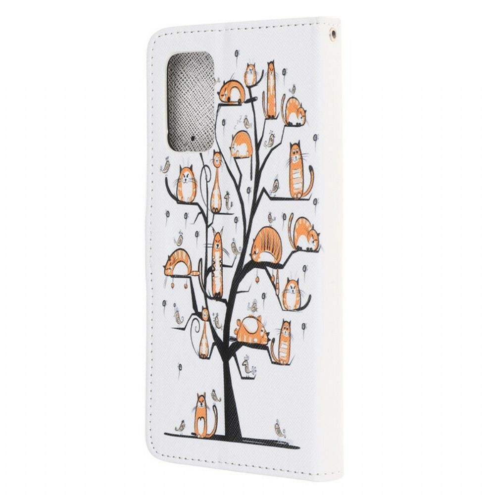 Leren Hoesje voor Samsung Galaxy Note 20 Met Ketting Funky Katten Met Riem