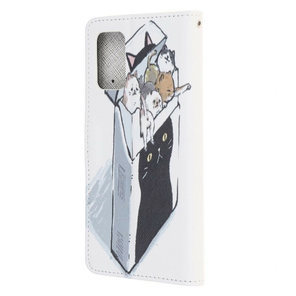 Leren Hoesje voor Samsung Galaxy Note 20 Met Ketting Thong Kat Levering