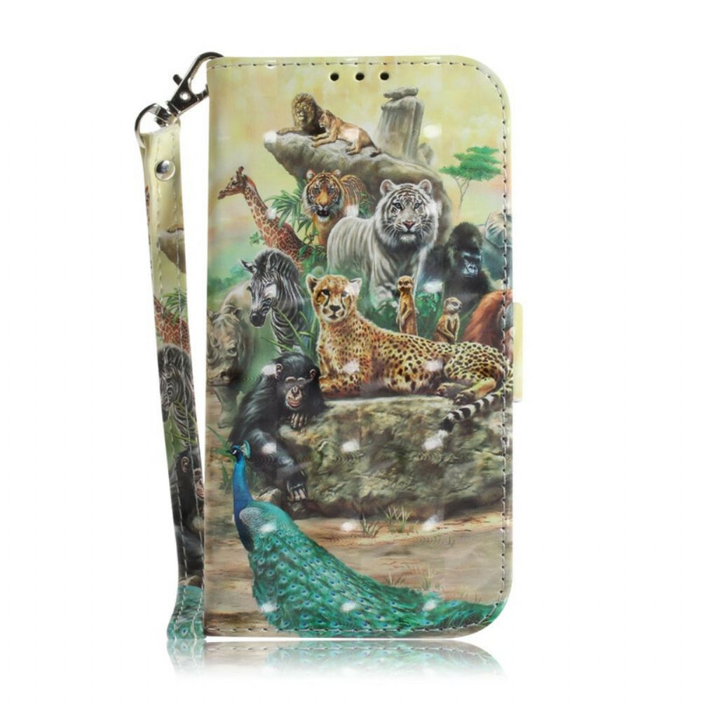 Leren Hoesje voor Samsung Galaxy Note 20 Met Ketting Thong Safari Dieren