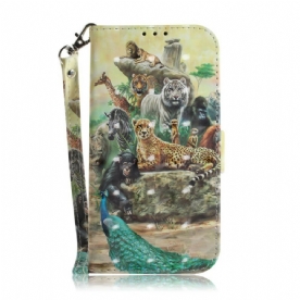 Leren Hoesje voor Samsung Galaxy Note 20 Met Ketting Thong Safari Dieren