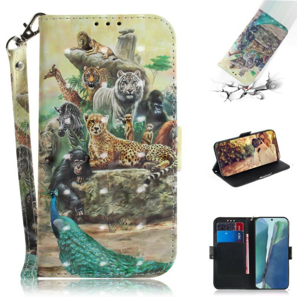 Leren Hoesje voor Samsung Galaxy Note 20 Met Ketting Thong Safari Dieren