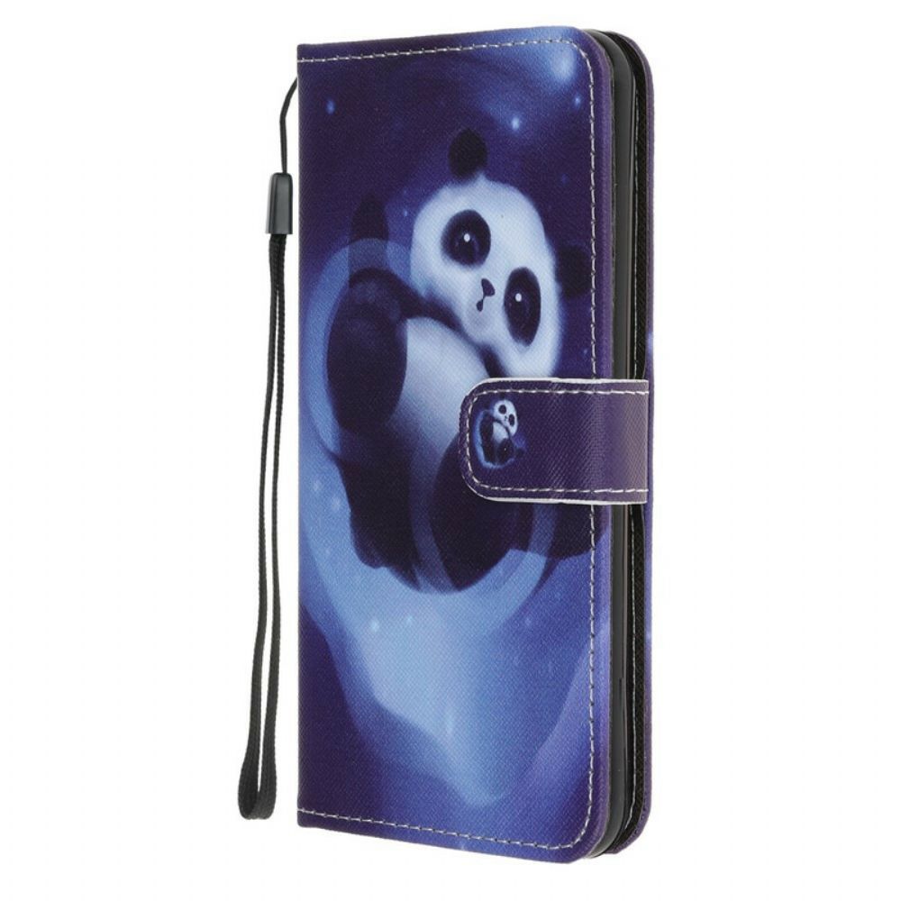 Leren Hoesje voor Samsung Galaxy Note 20 Met Ketting Thong Space Panda