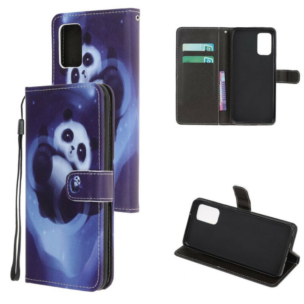 Leren Hoesje voor Samsung Galaxy Note 20 Met Ketting Thong Space Panda