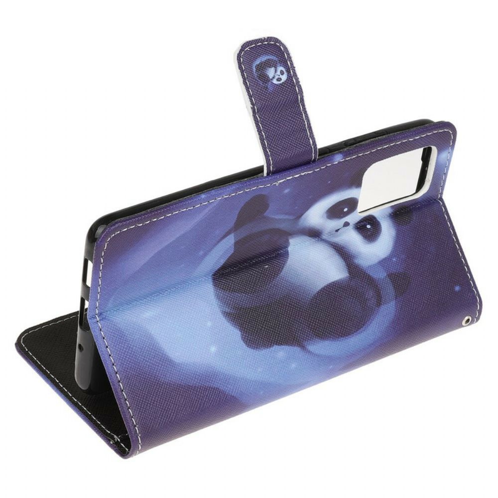 Leren Hoesje voor Samsung Galaxy Note 20 Met Ketting Thong Space Panda