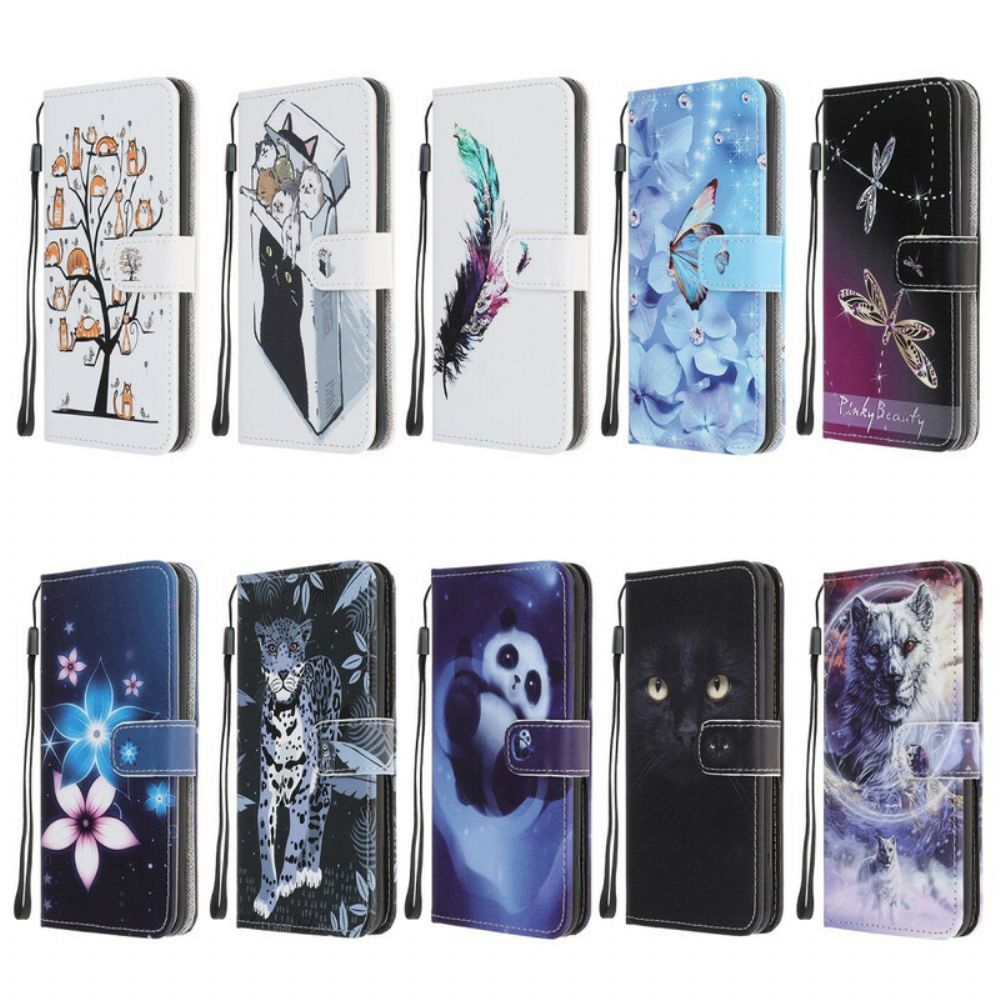 Leren Hoesje voor Samsung Galaxy Note 20 Met Ketting Thong Space Panda