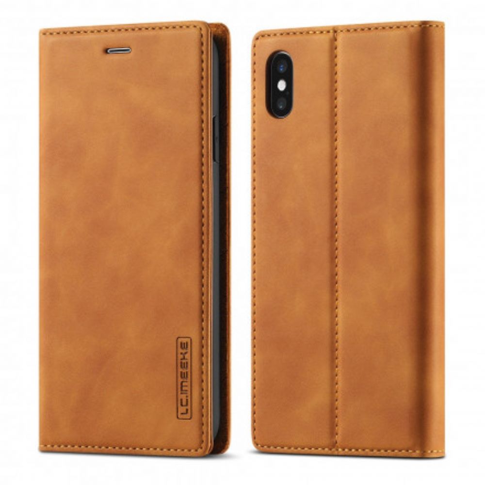 Bescherming Hoesje voor iPhone X / XS Folio-hoesje Lc.imeeke Leereffect