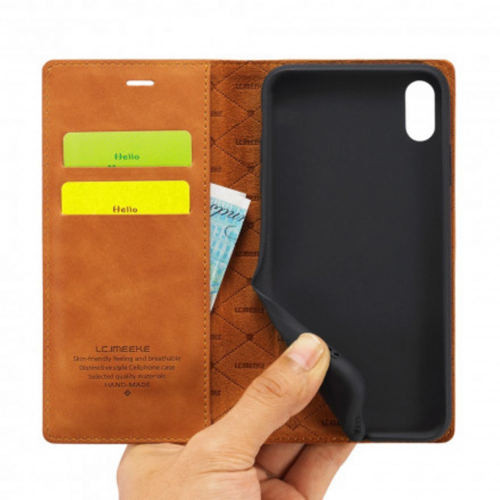 Bescherming Hoesje voor iPhone X / XS Folio-hoesje Lc.imeeke Leereffect