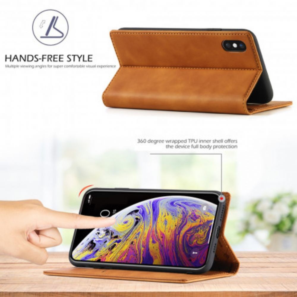 Bescherming Hoesje voor iPhone X / XS Folio-hoesje Lc.imeeke Leereffect