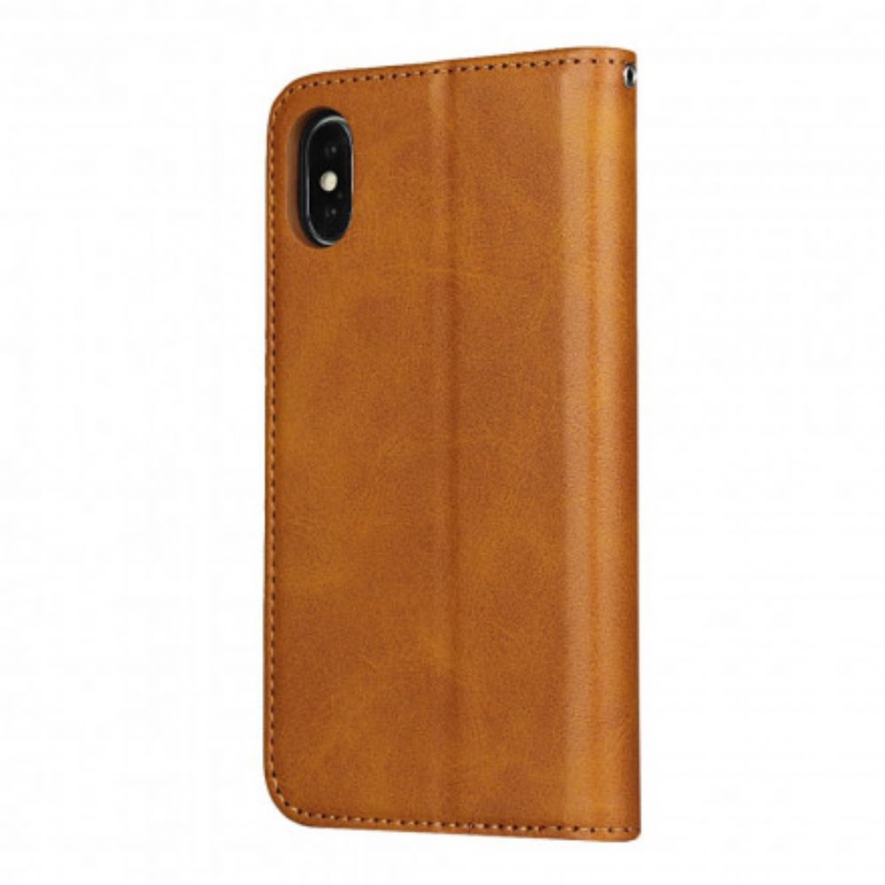 Bescherming Hoesje voor iPhone X / XS Folio-hoesje Tweekleurig Leereffect Met Riem