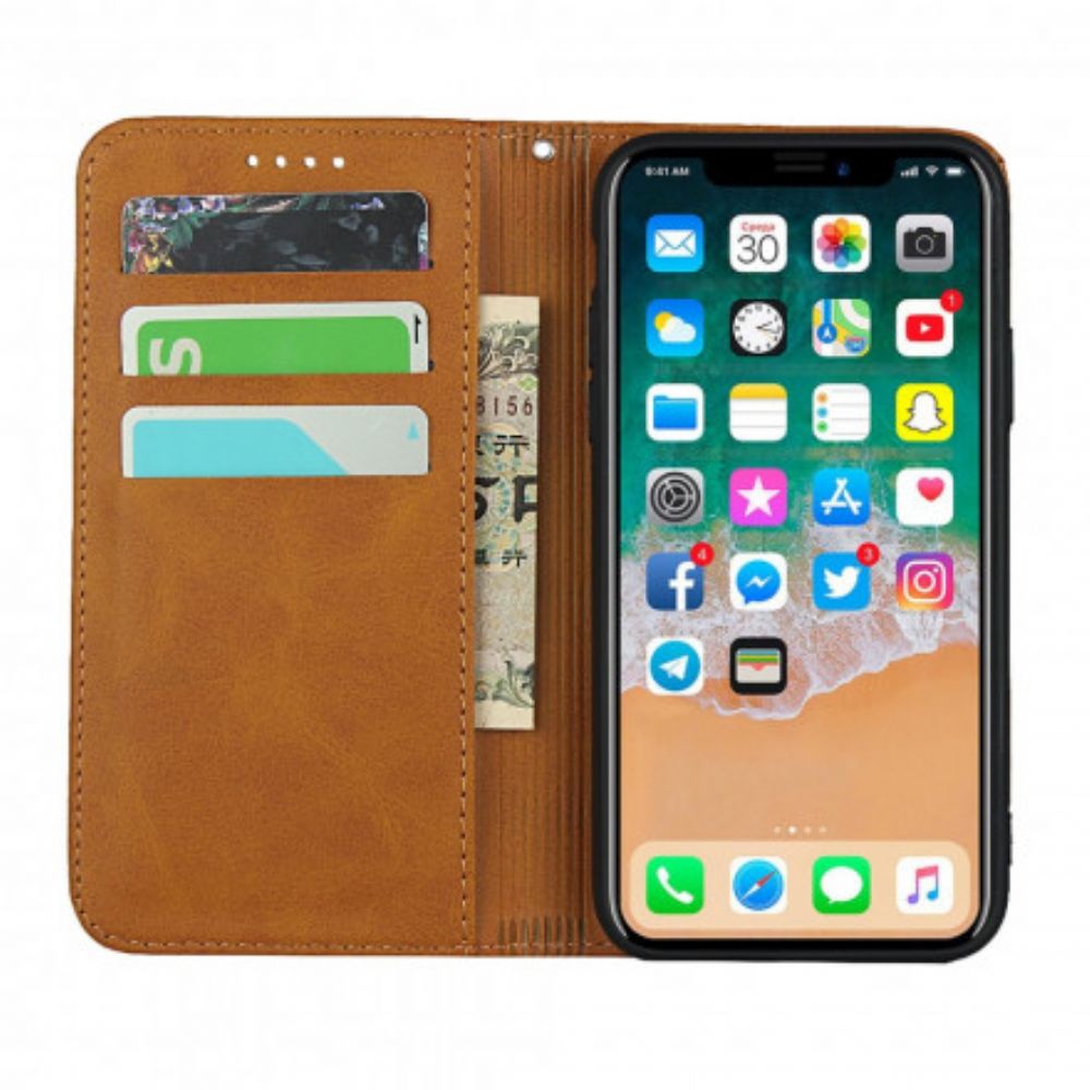 Bescherming Hoesje voor iPhone X / XS Folio-hoesje Tweekleurig Leereffect Met Riem