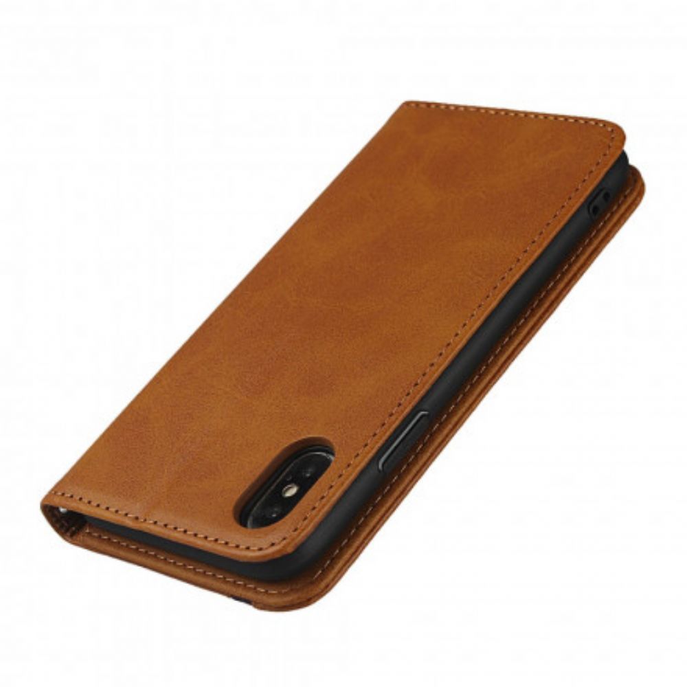 Bescherming Hoesje voor iPhone X / XS Folio-hoesje Tweekleurig Leereffect Met Riem