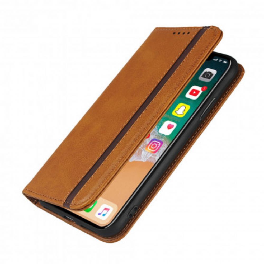 Bescherming Hoesje voor iPhone X / XS Folio-hoesje Tweekleurig Leereffect Met Riem