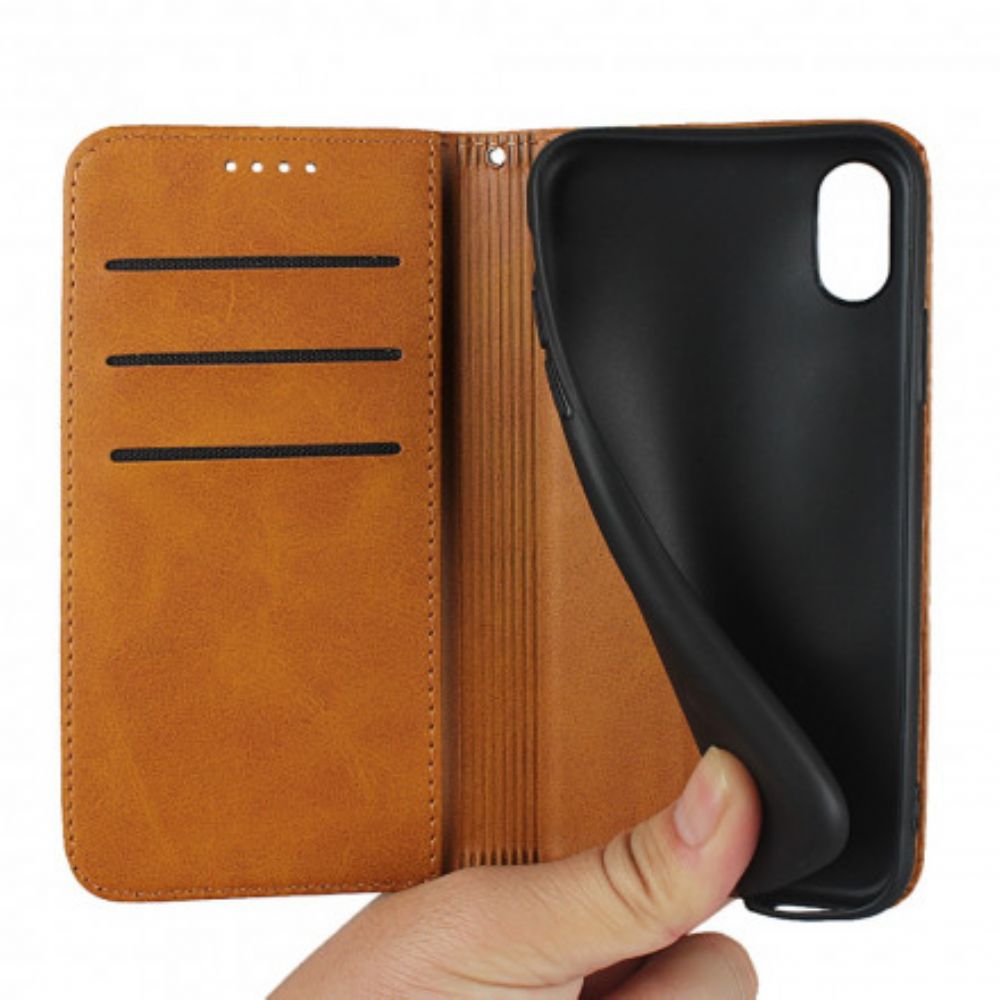 Bescherming Hoesje voor iPhone X / XS Folio-hoesje Tweekleurig Leereffect Met Riem