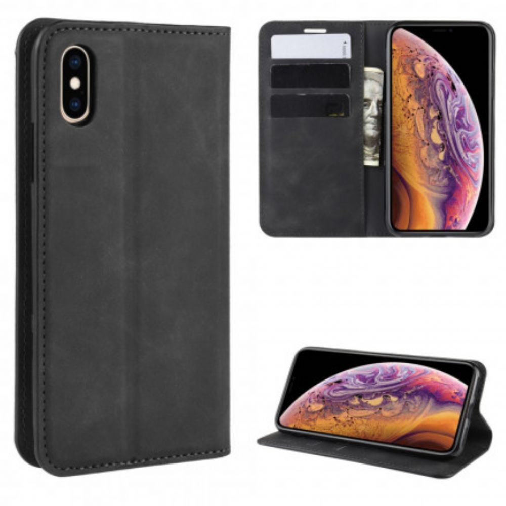 Bescherming Hoesje voor iPhone X / XS Folio-hoesje Zijdezacht Leereffect