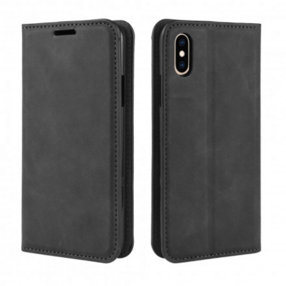 Bescherming Hoesje voor iPhone X / XS Folio-hoesje Zijdezacht Leereffect