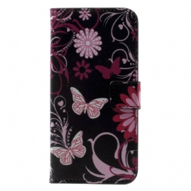 Flip Case voor iPhone X / XS Vlinders En Bloemen