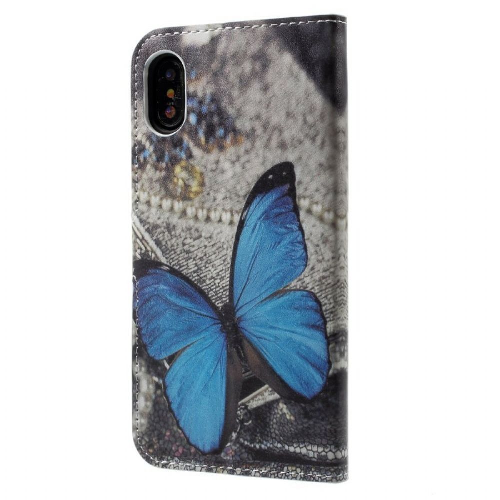 Folio-hoesje voor iPhone X / XS Blauwe Vlinder