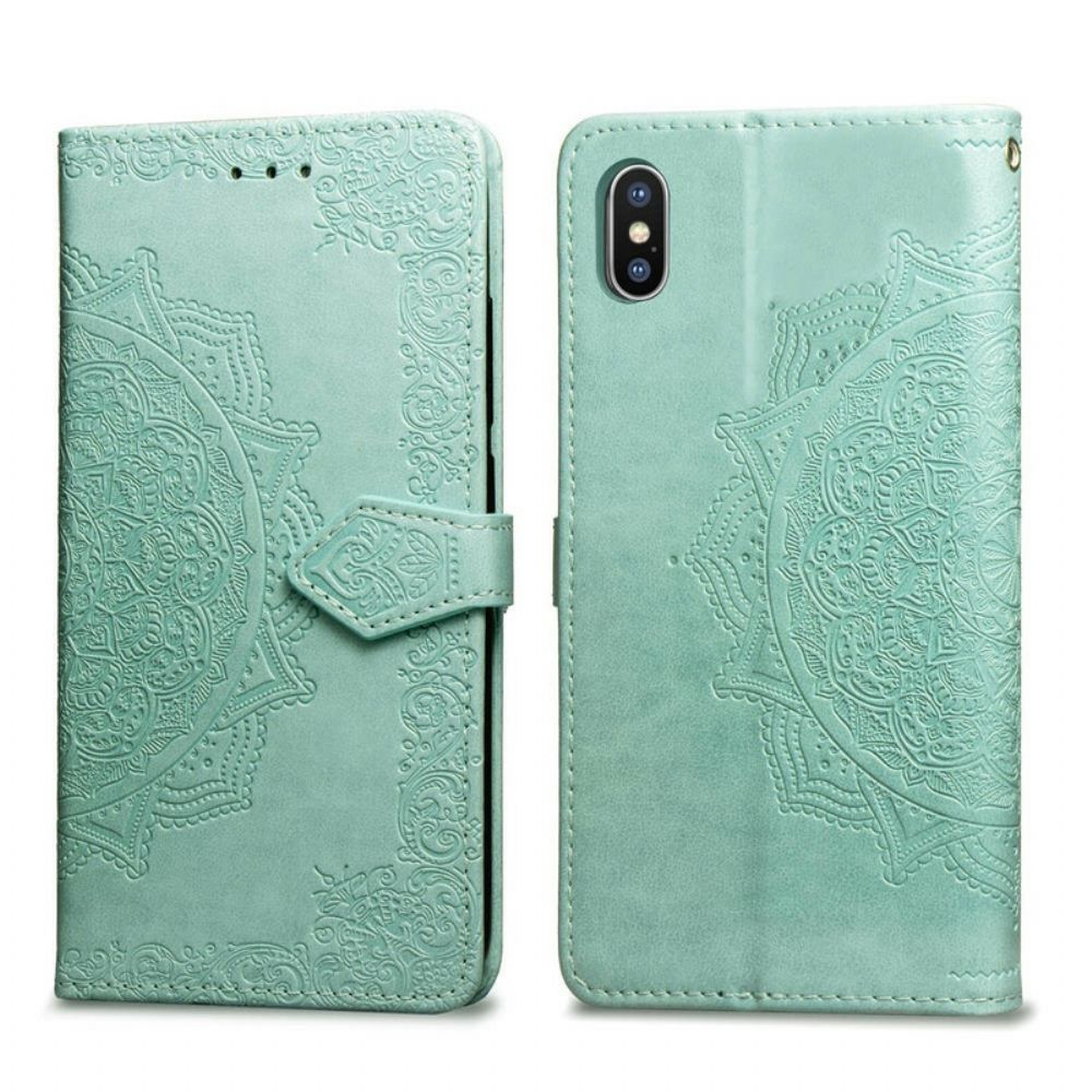 Folio-hoesje voor iPhone X / XS Mandala Van Middelbare Leeftijd