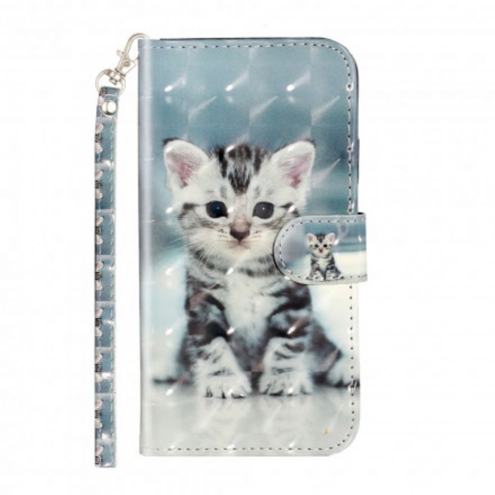 Folio-hoesje voor iPhone X / XS Met Ketting Lichtvlekken Riem Kitten