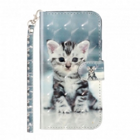 Folio-hoesje voor iPhone X / XS Met Ketting Lichtvlekken Riem Kitten