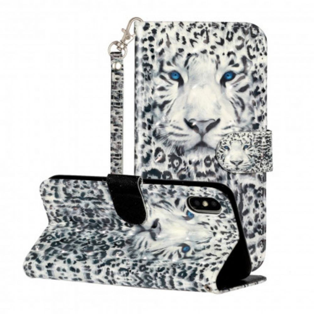 Folio-hoesje voor iPhone X / XS Met Ketting Tiger Light Strap Spots