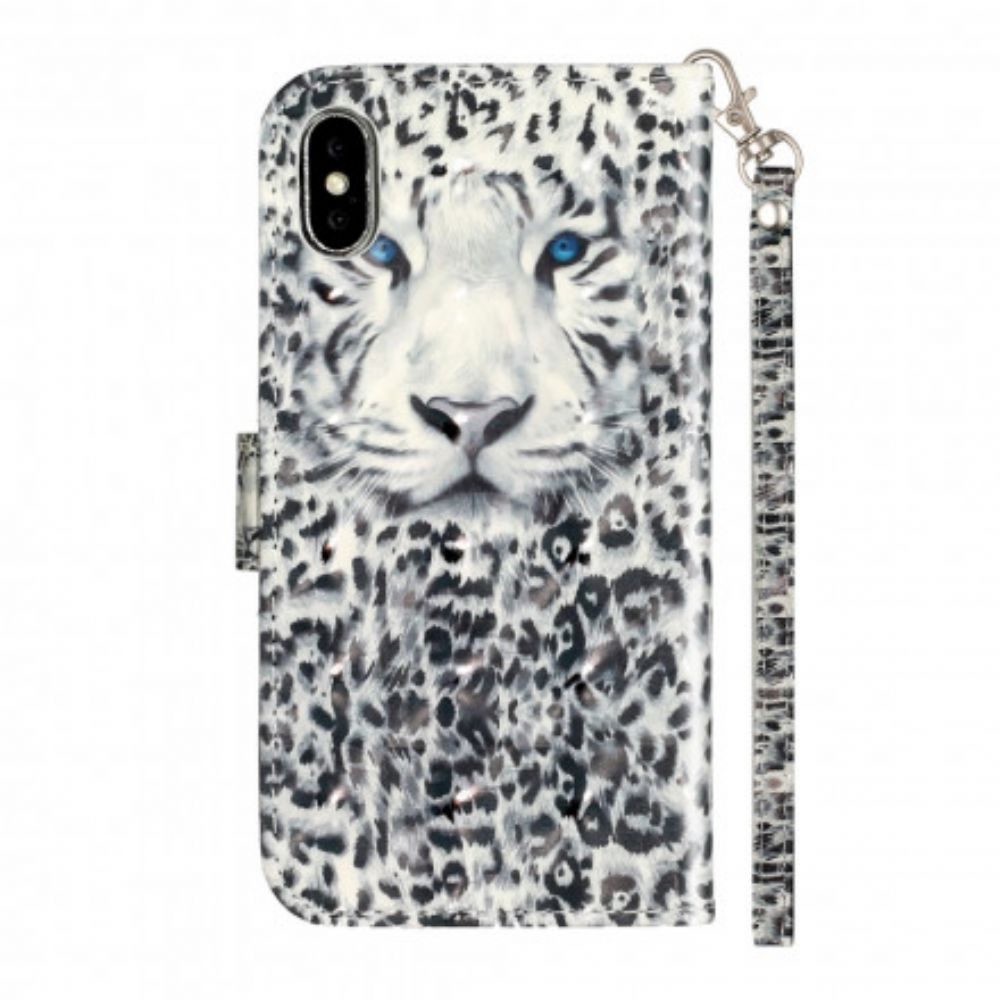 Folio-hoesje voor iPhone X / XS Met Ketting Tiger Light Strap Spots