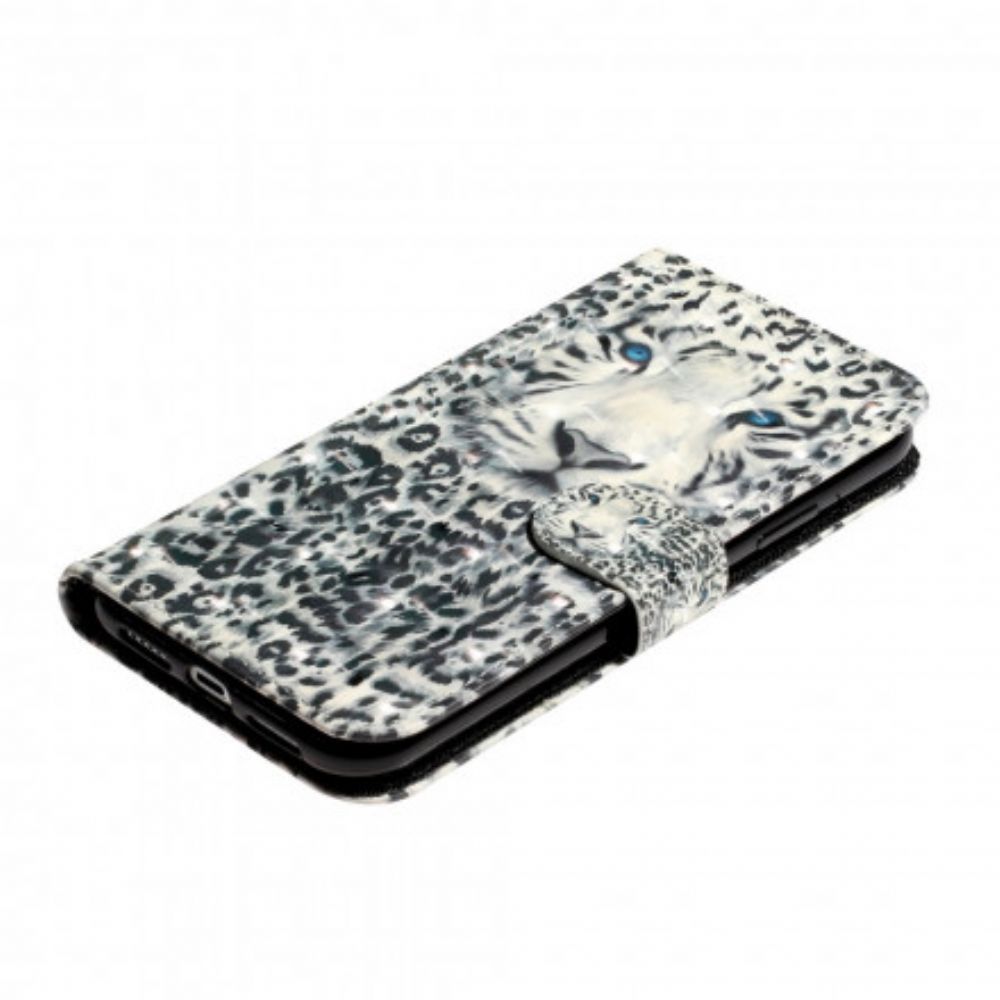 Folio-hoesje voor iPhone X / XS Met Ketting Tiger Light Strap Spots