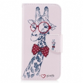 Folio-hoesje voor iPhone X / XS Nerdy Giraf