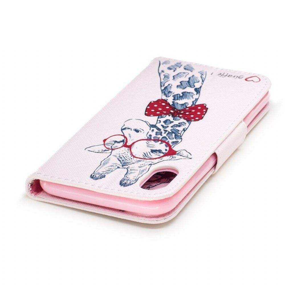 Folio-hoesje voor iPhone X / XS Nerdy Giraf