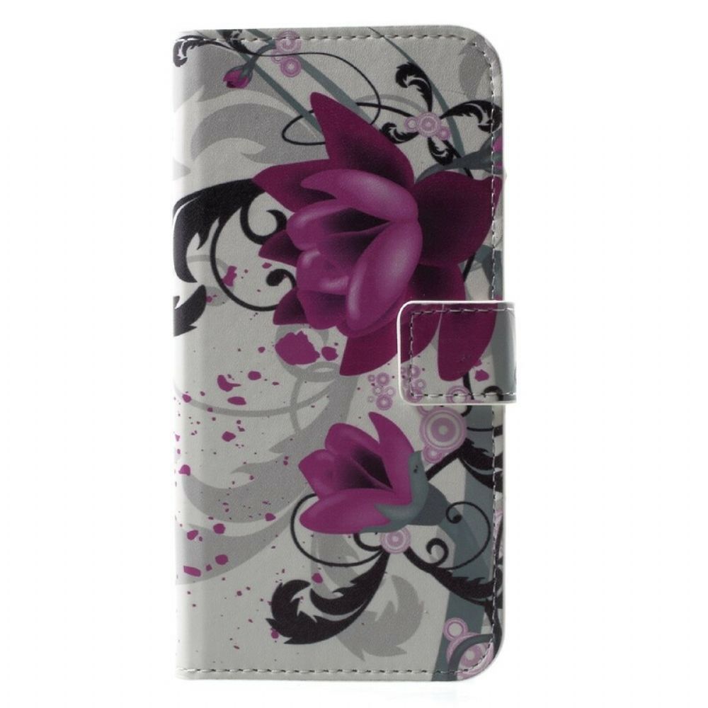 Folio-hoesje voor iPhone X / XS Tropische Bloemen