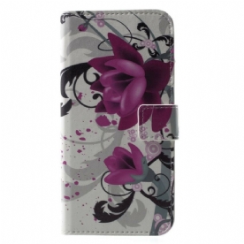 Folio-hoesje voor iPhone X / XS Tropische Bloemen