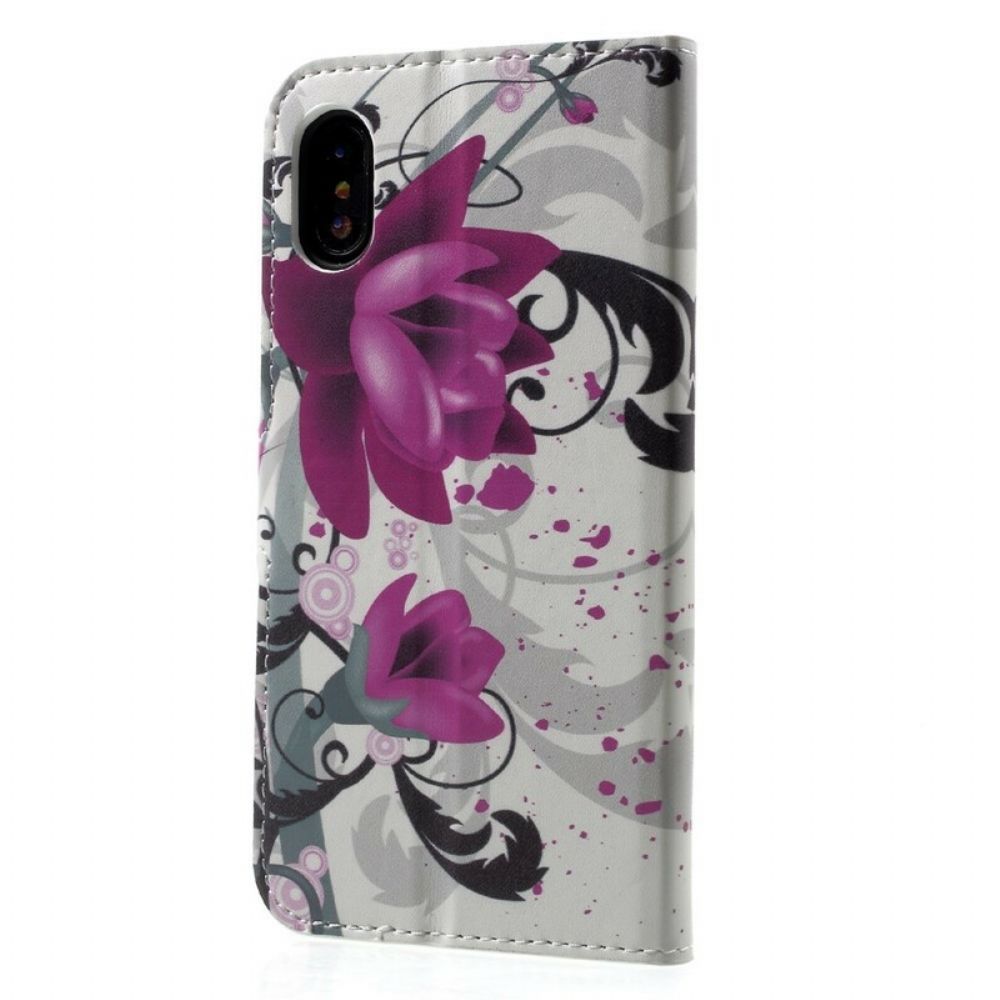 Folio-hoesje voor iPhone X / XS Tropische Bloemen