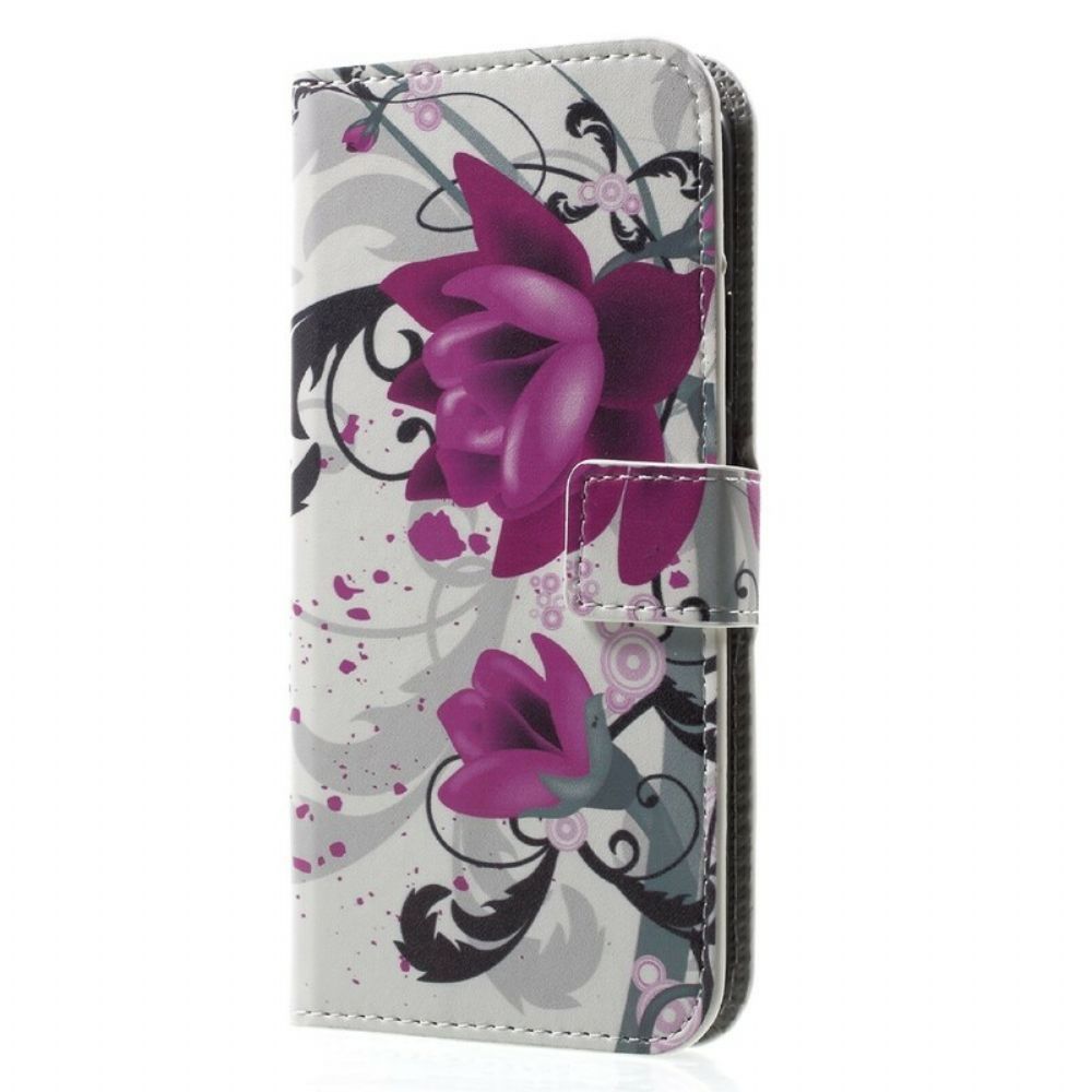 Folio-hoesje voor iPhone X / XS Tropische Bloemen