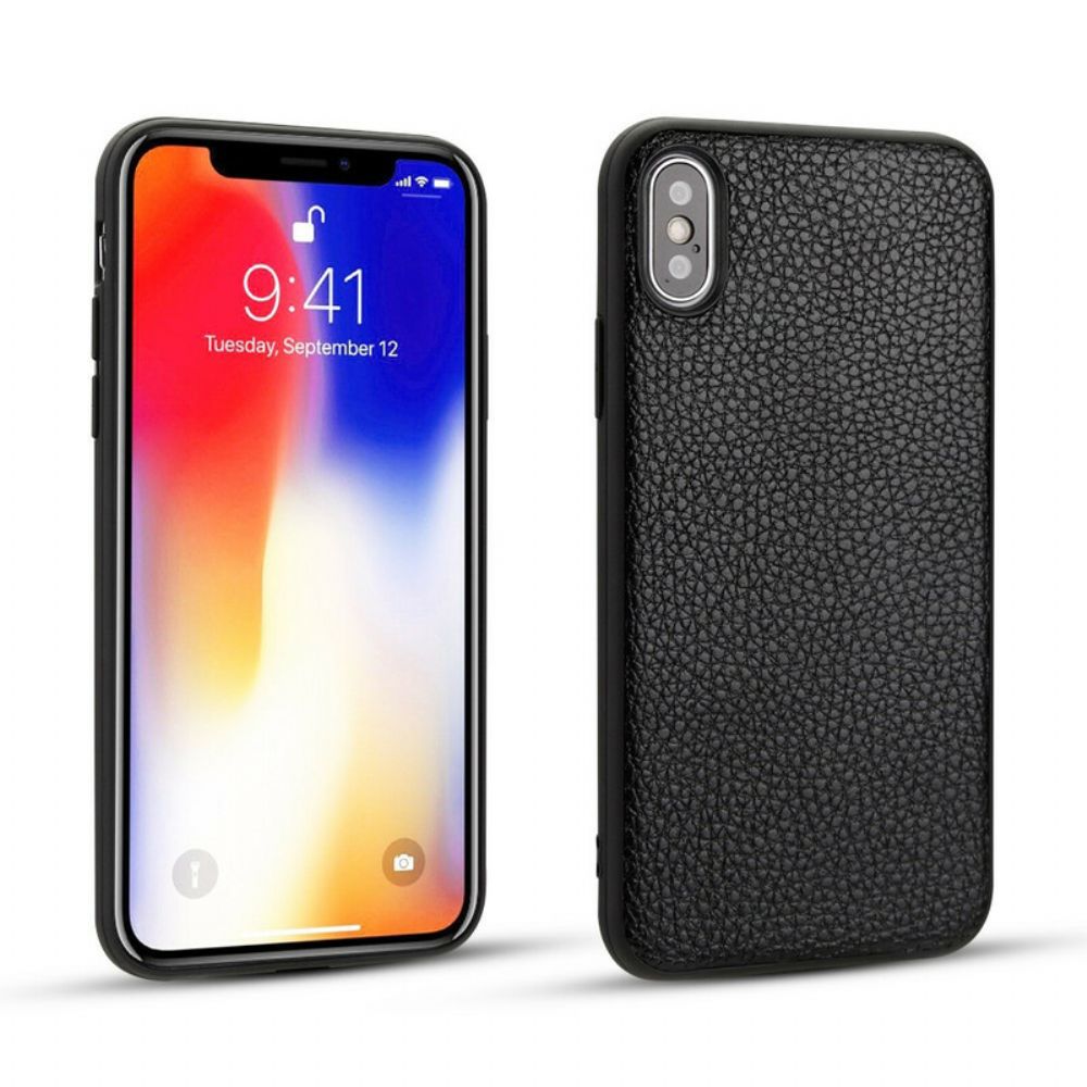 Hoesje voor iPhone X / XS Echt Litchi-leer