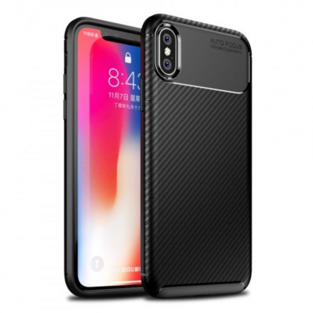 Hoesje voor iPhone X / XS Flexibele Koolstofvezeltextuur