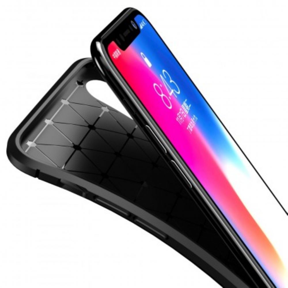 Hoesje voor iPhone X / XS Flexibele Koolstofvezeltextuur