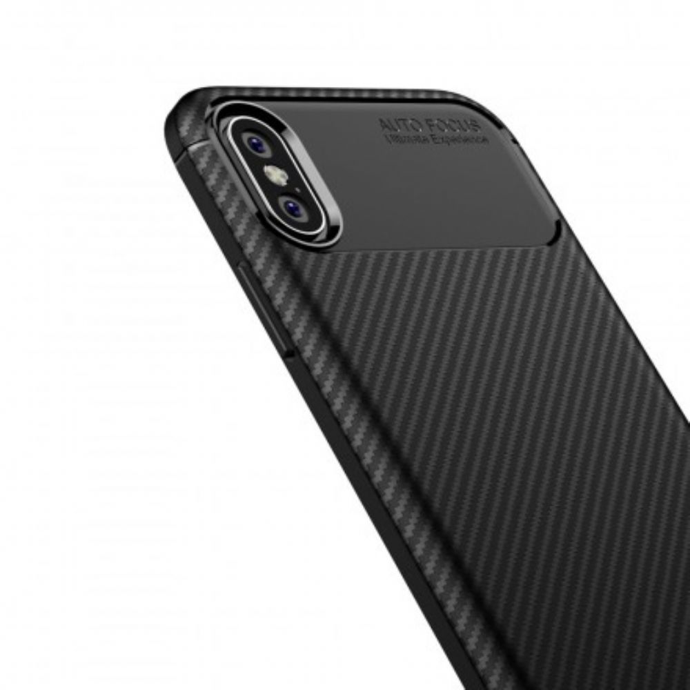 Hoesje voor iPhone X / XS Flexibele Koolstofvezeltextuur