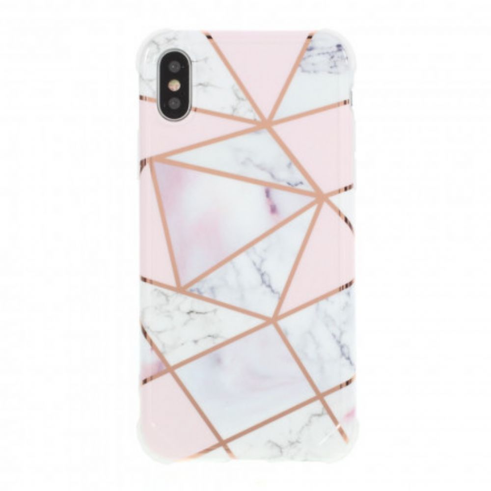 Hoesje voor iPhone X / XS Flitsachtig Geometrisch Marmer