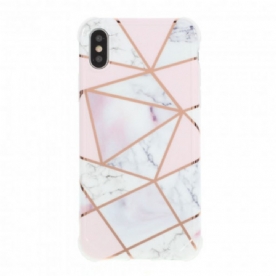 Hoesje voor iPhone X / XS Flitsachtig Geometrisch Marmer